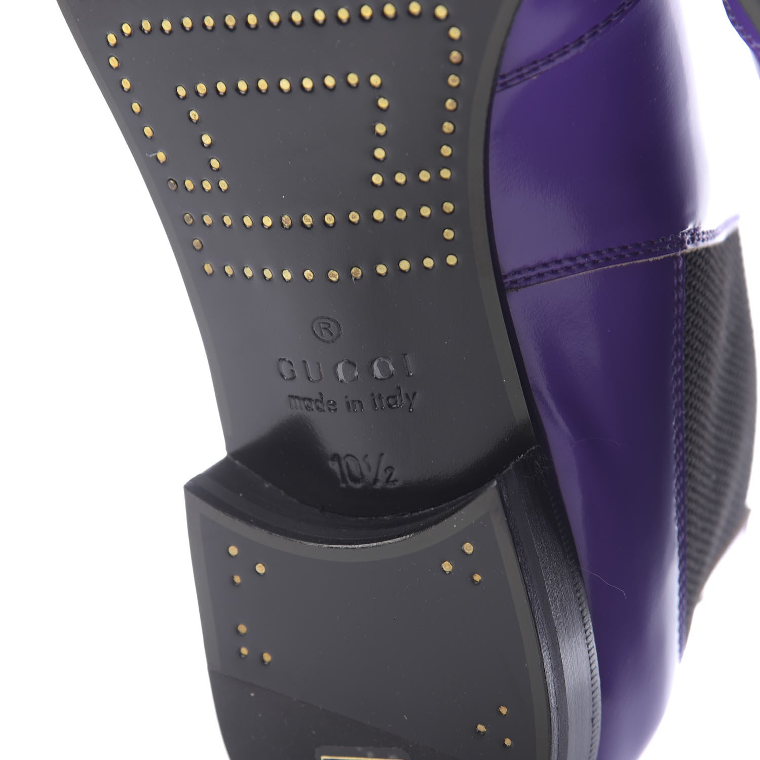 Gucci Cordovan Lux Mens Ankle Boots 10.5 Shine Purple Black 9 of 10