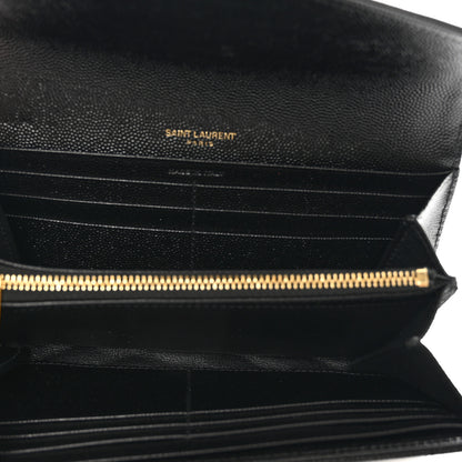 Saint Laurent Grain De Poudre Matelasse Chevron Monogram Flap Wallet Black 5 of 8