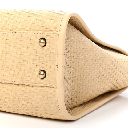 Chanel Straw Raffia Calfskin Chain Small Deauville Tote Beige Black 9 of 9