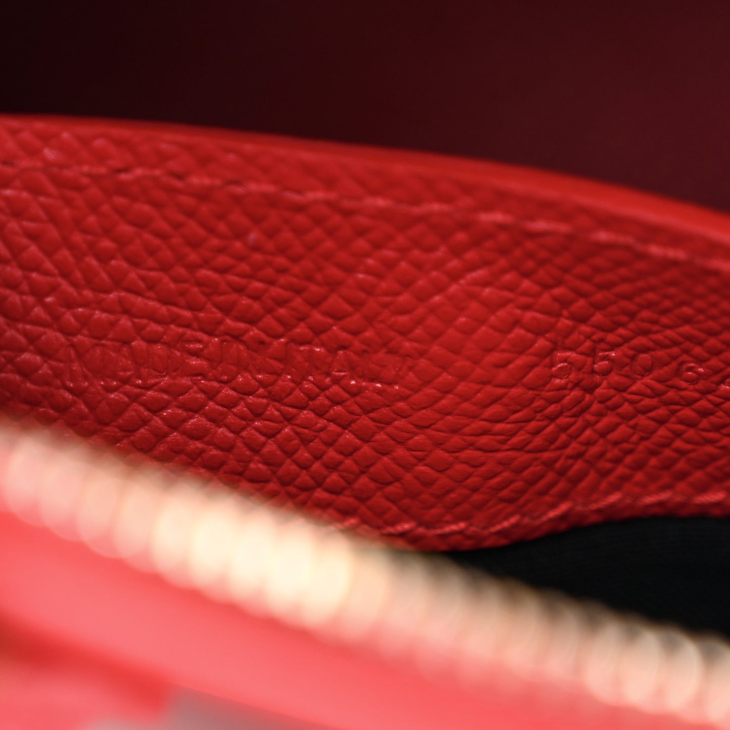 Signature Grained Calfskin Logo XXS Ville Top Handle Bag Rouge Lantern Black