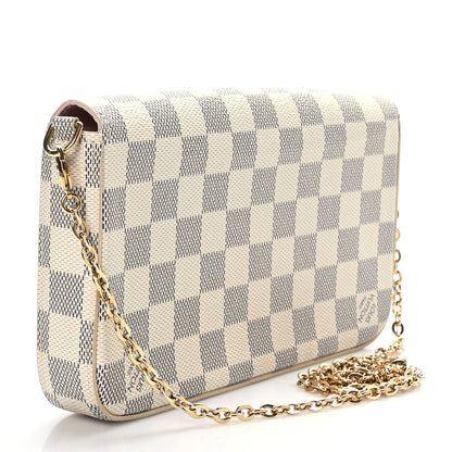 Louis Vuitton Damier Azur Pochette Felicie Chain Wallet Rose Ballerine 3 of 8