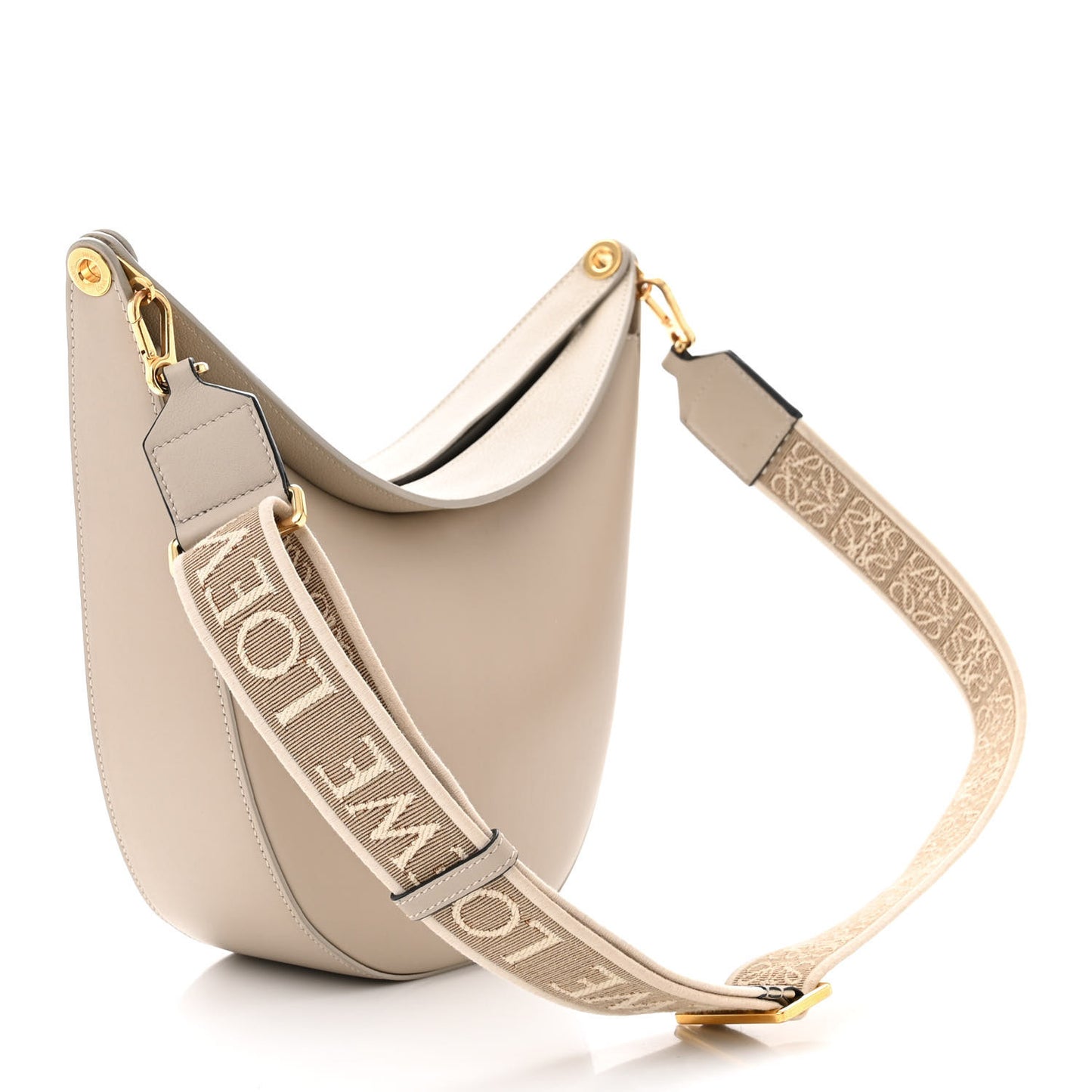 Satin Calfskin Jacquard Small Luna Bag Oat