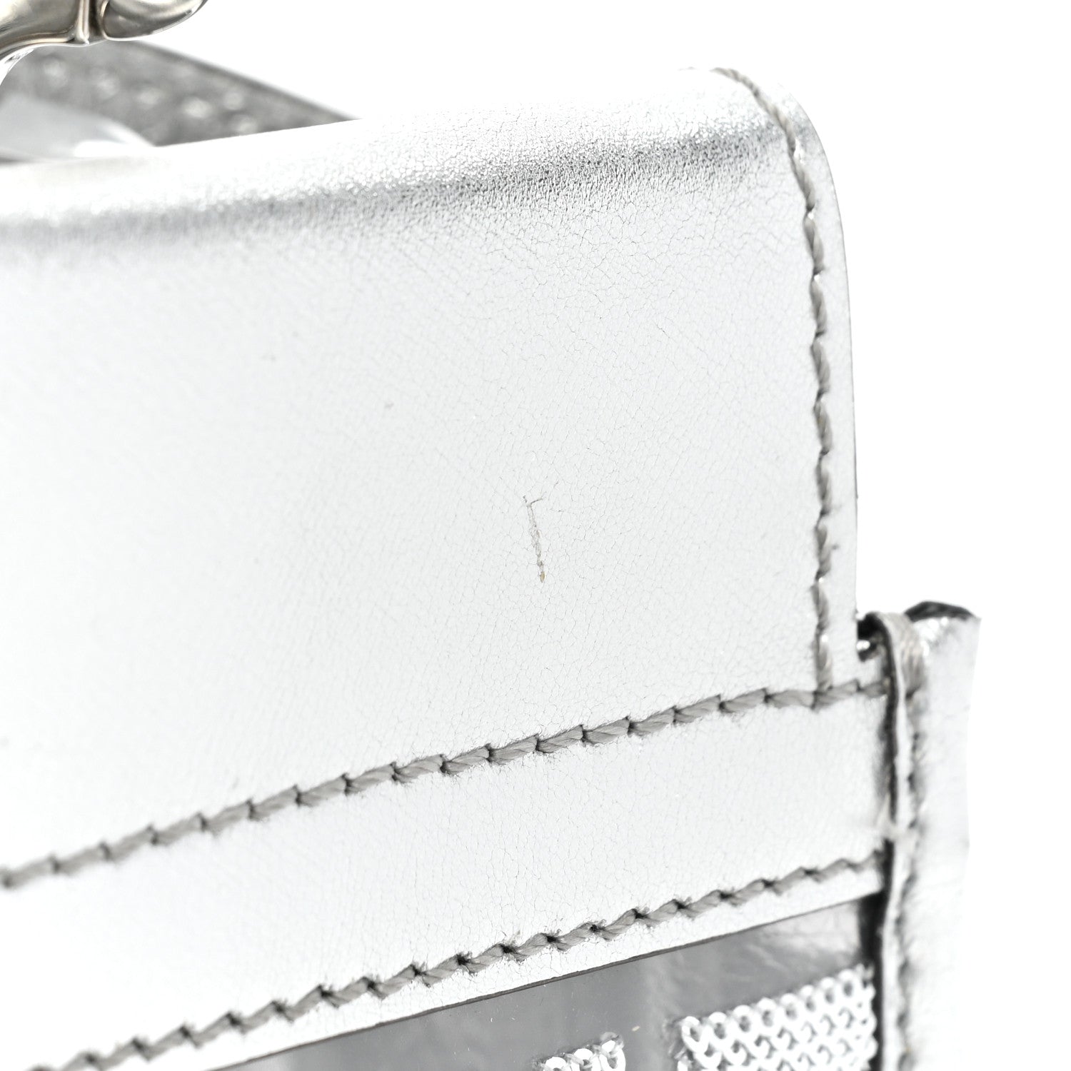 Fendi PVC Vitello Catalan Mirror Sequin FF Medium Peekaboo Iconic Satchel Argento 12 of 12