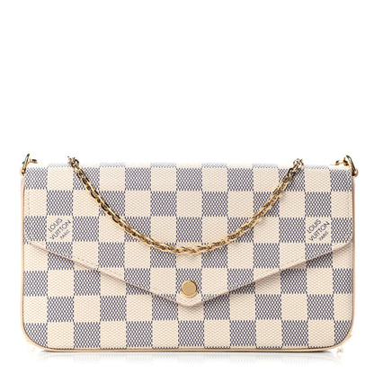 Louis Vuitton Damier Azur Pochette Felicie Chain Wallet Rose Ballerine 1 of 5