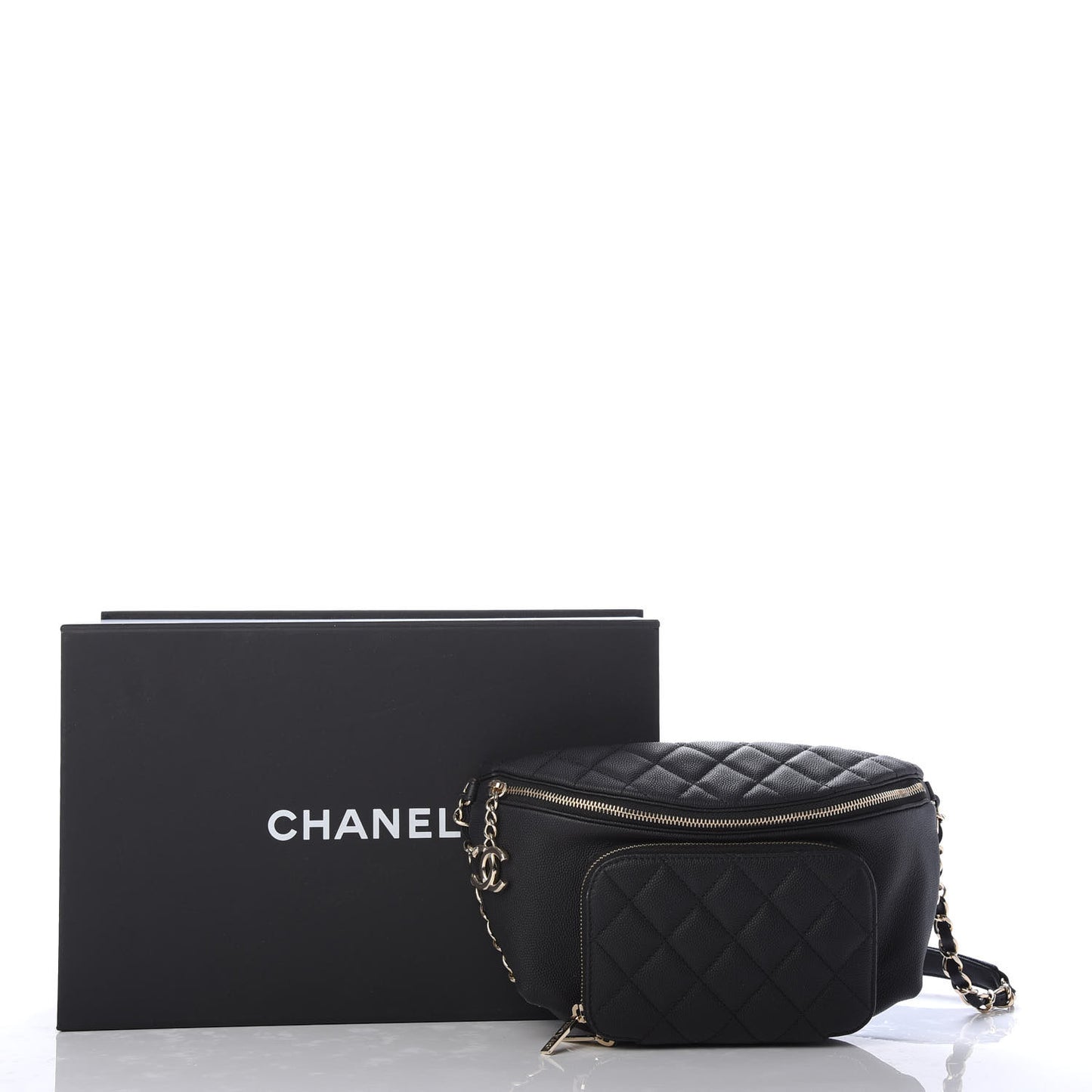 Caviar Quilted Business Affinity Waist Belt Bag Black