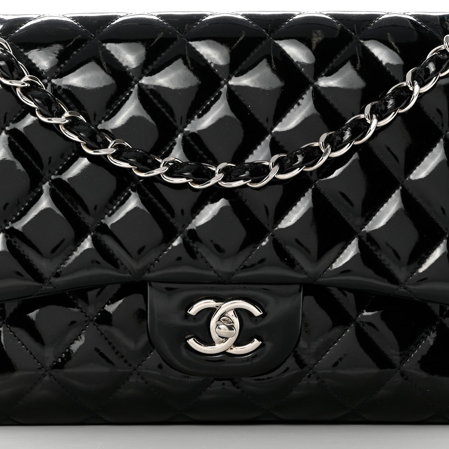 Chanel Patent Quilted Jumbo Double Flap Black 8 of 17