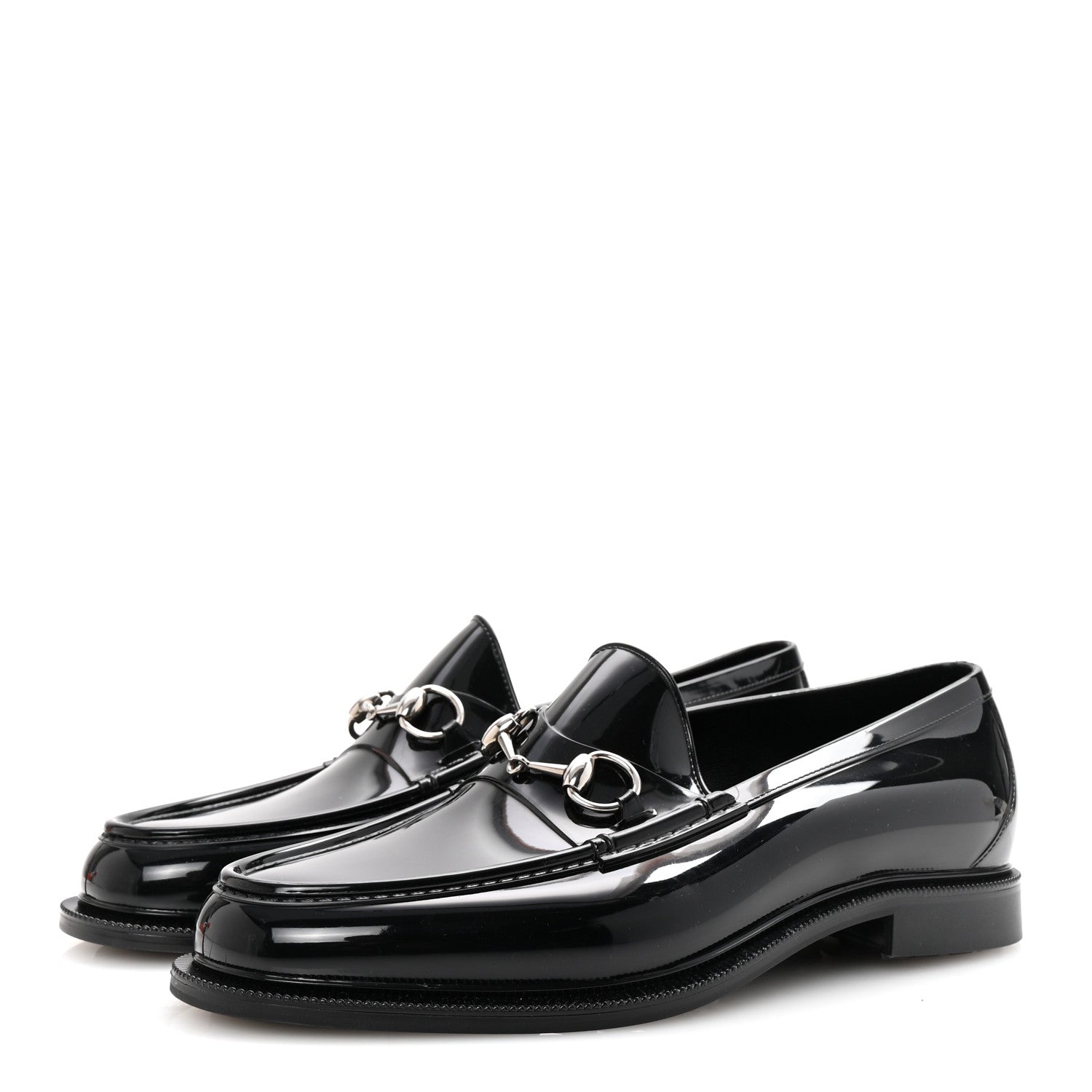 Gucci Rubber Mens Horsebit Moccasin Loafers 10 Black 4 of 9