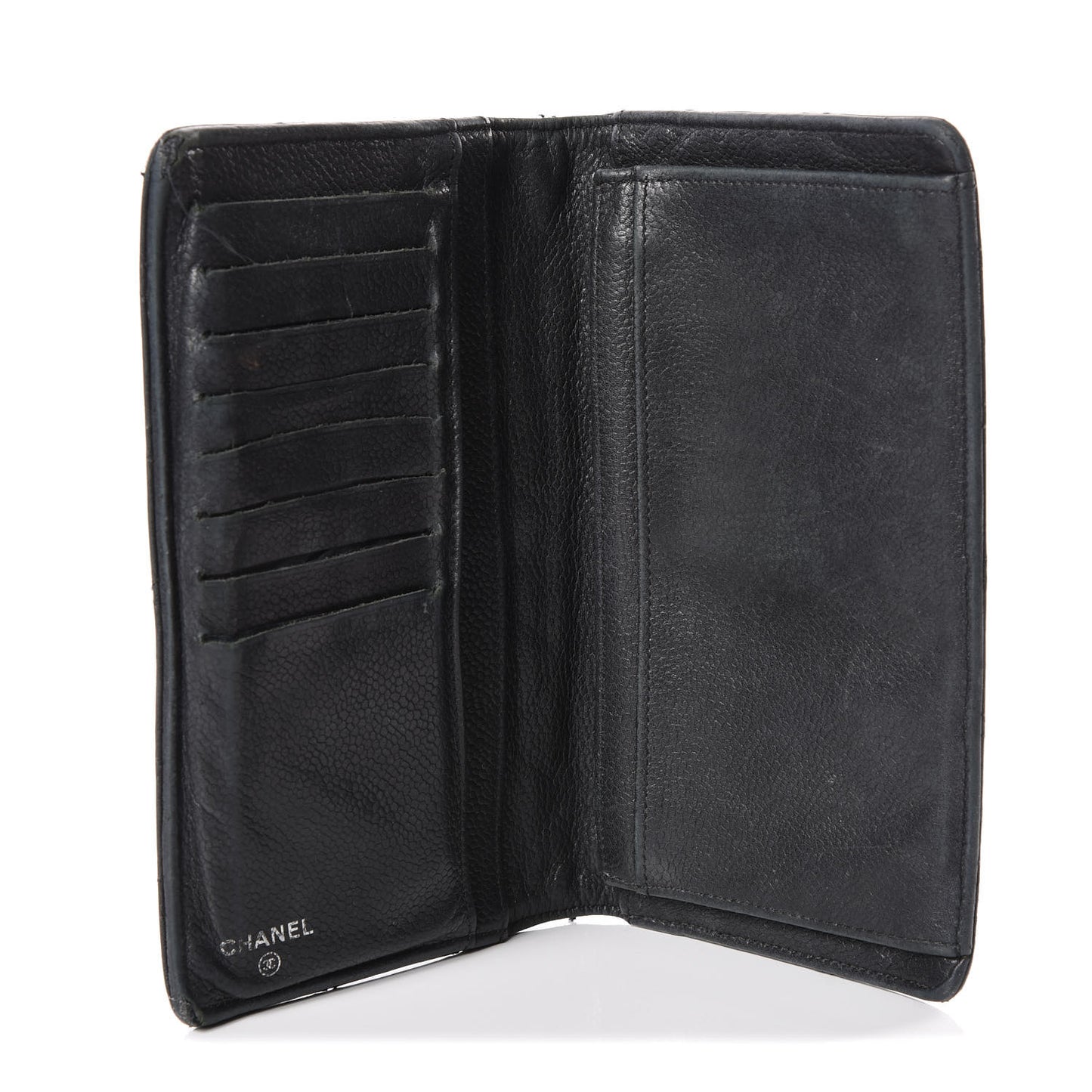Caviar Calfskin Quilted Yen Wallet Black