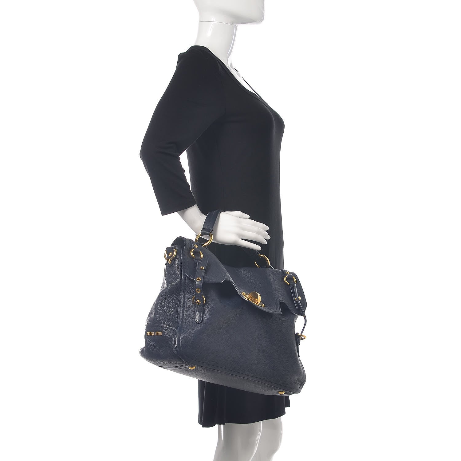 Miu Miu Cervo East-West Flap Satchel Blue 2 of 24