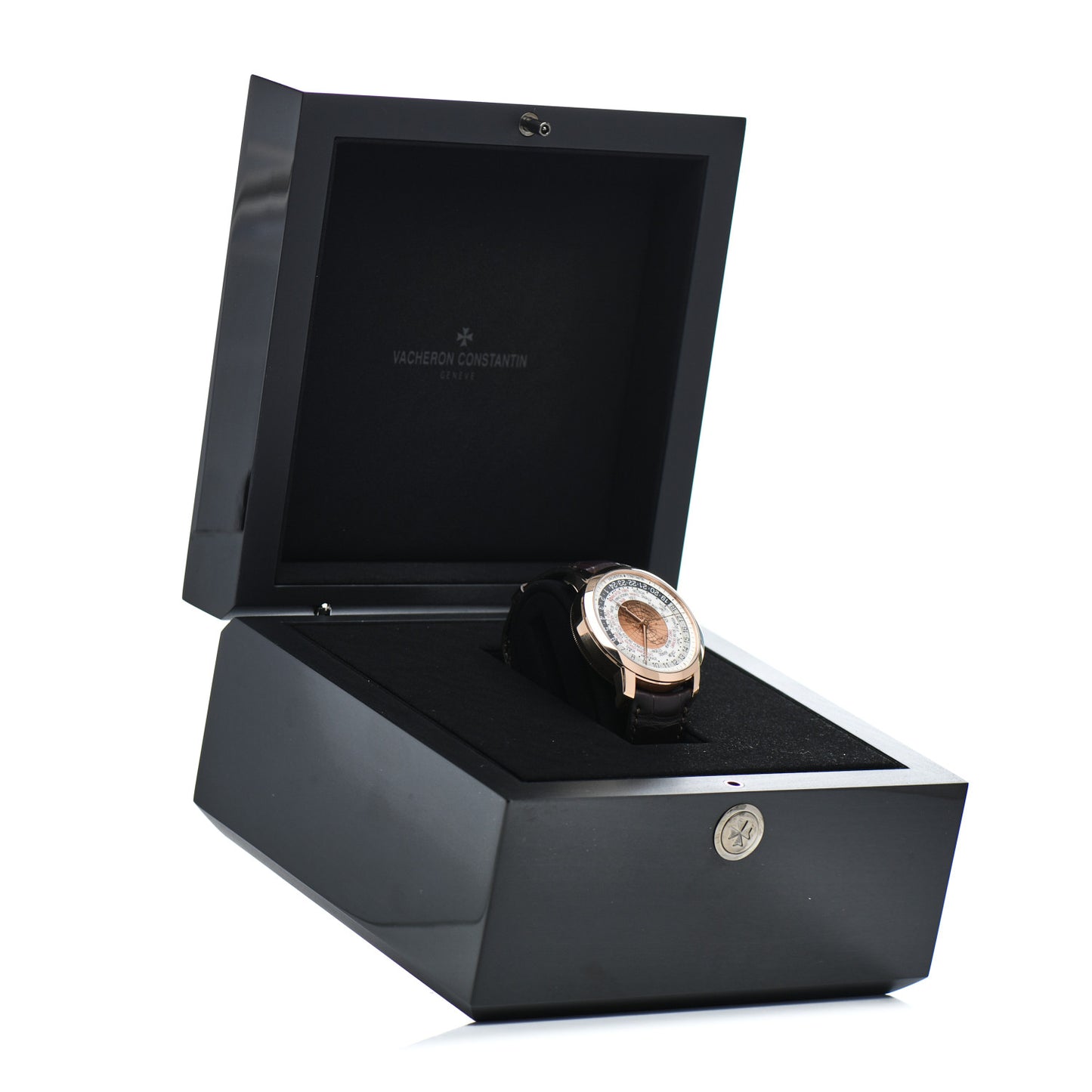 18K Pink Gold Alligator 42.5mm Traditionnelle World Time Automatic Watch 86060