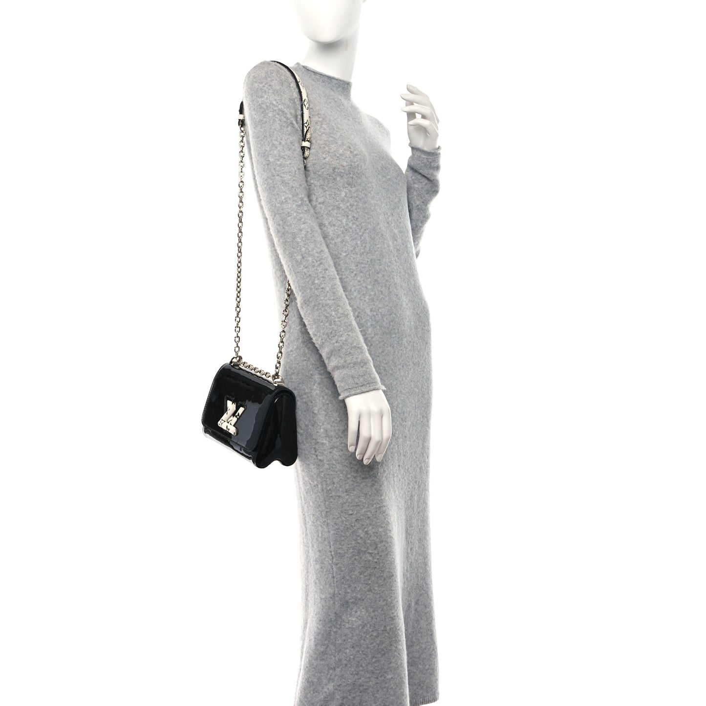 Patent Monogram Twist Shoulder Bag PM Black