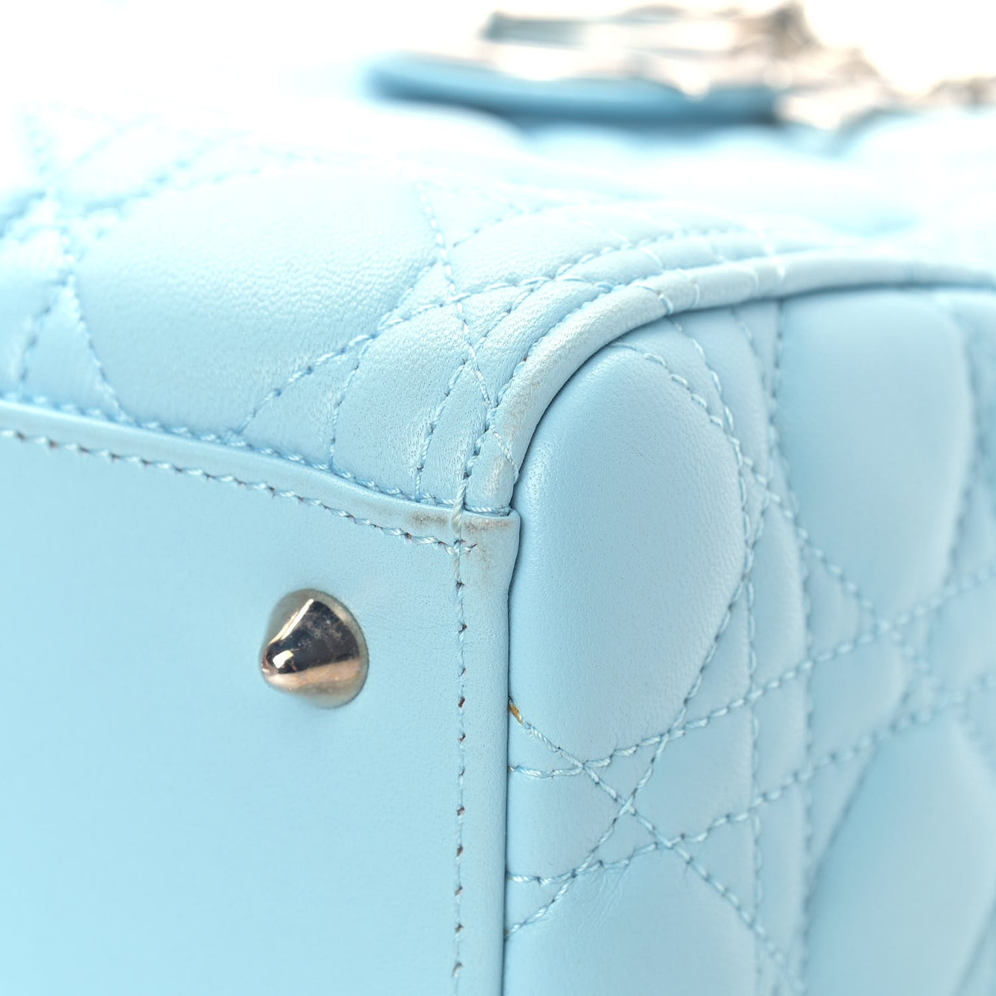 Lambskin Cannage Medium Lady Dior Light Blue