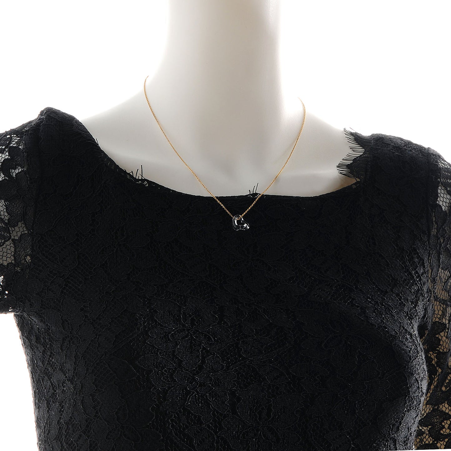 18k Gold Elsa Peretti Rock Crystal Open Heart Necklace