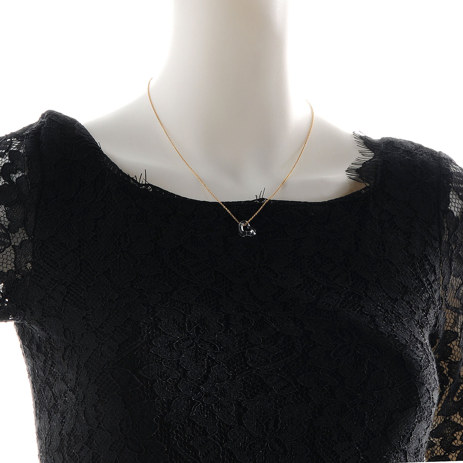 Tiffany 18k Gold Elsa Peretti Rock Crystal Open Heart Necklace 2 of 6