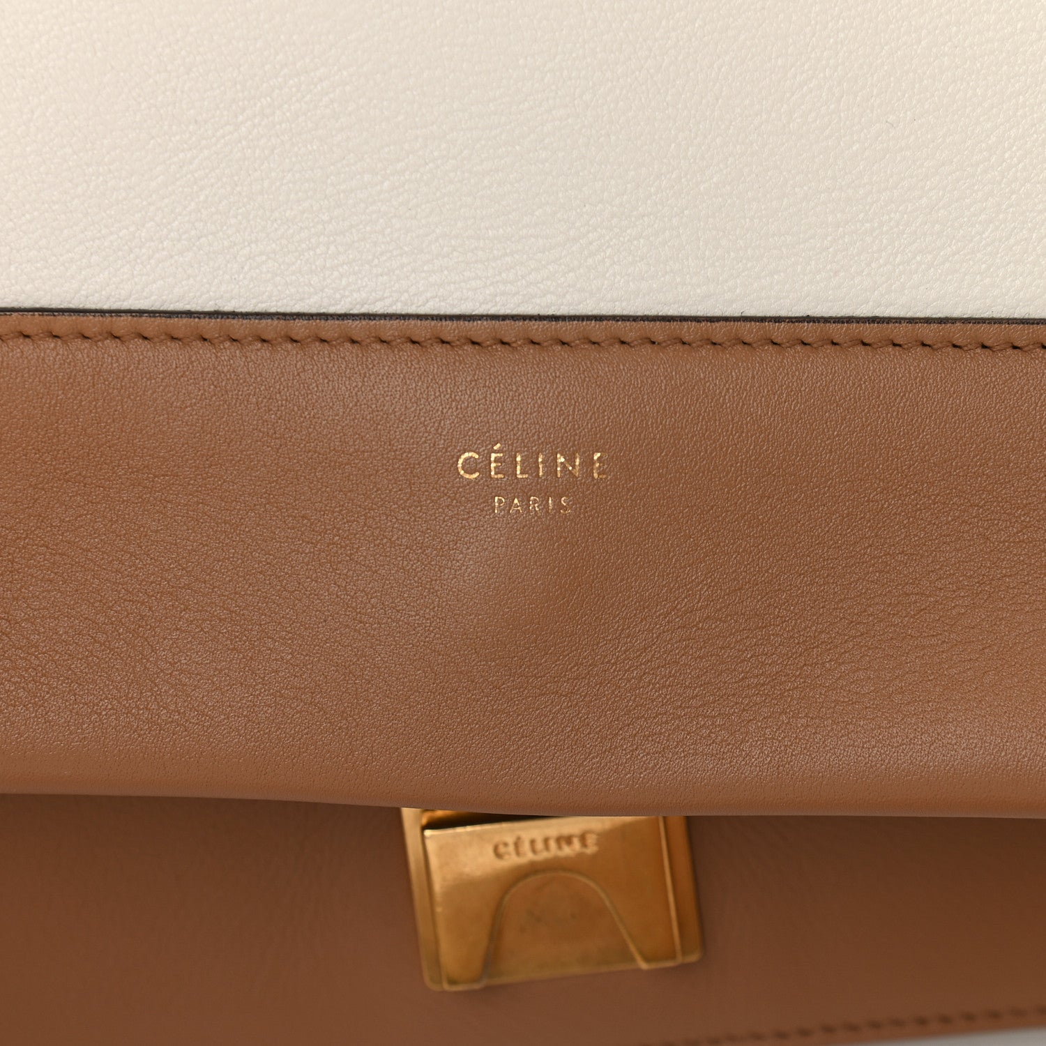 Celine Shiny Smooth Calfskin Medium Frame Shoulder Bag Tan Optic White 6 of 9