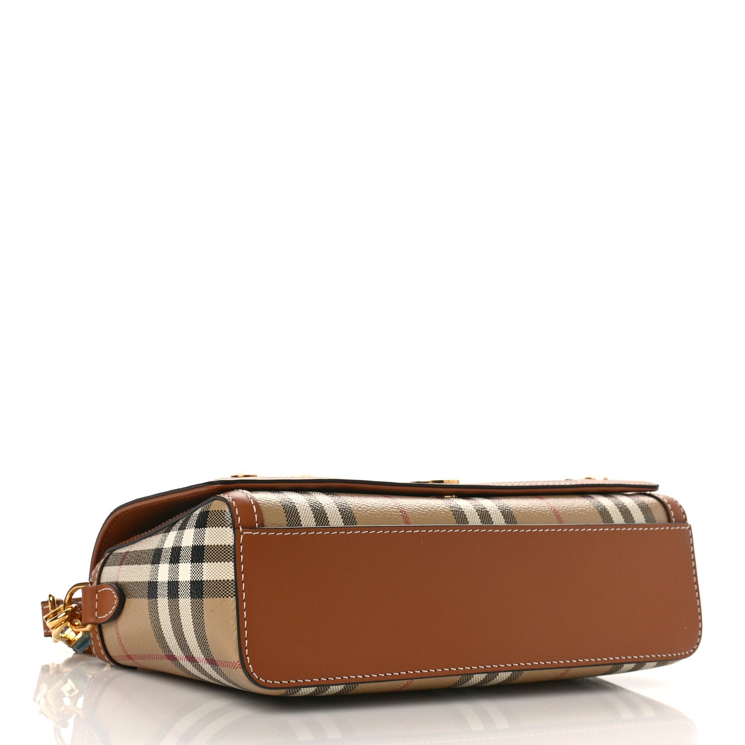 Burberry Coated Canvas Calfskin Vintage Check Medium Note Crossbody Bag Brown 4 of 8