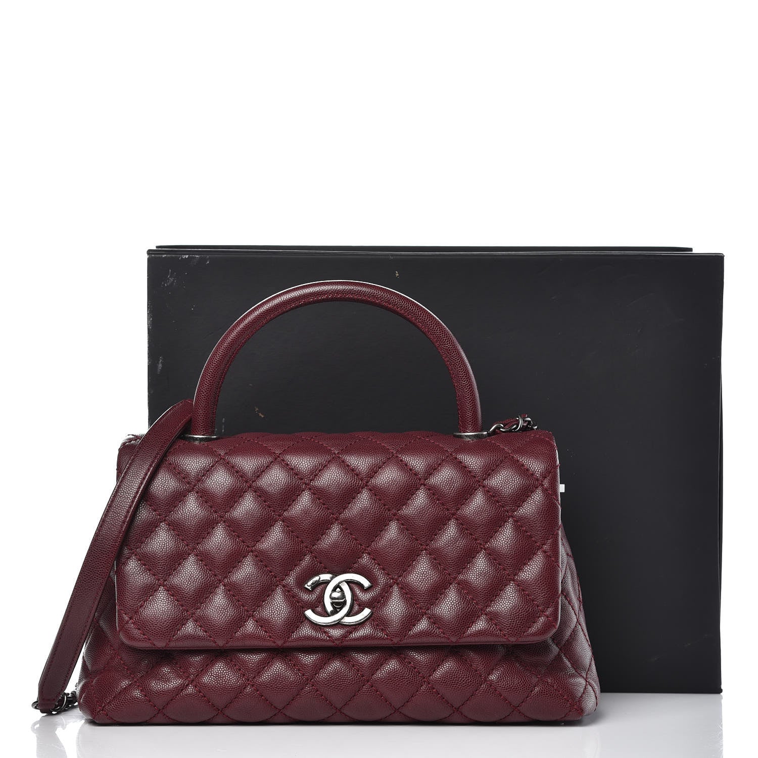 Chanel Caviar Quilted Small Coco Handle Flap Burgundy 8 of 8