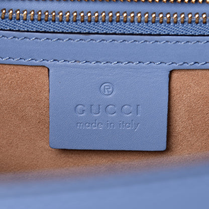 Gucci Calfskin Embroidered Medium Sylvie Top Handle Bag Clear Sky Blue 6 of 10