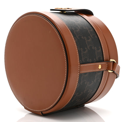 Celine Calfskin Triomphe Canvas Medium Tambour Bag Tan 10 of 10