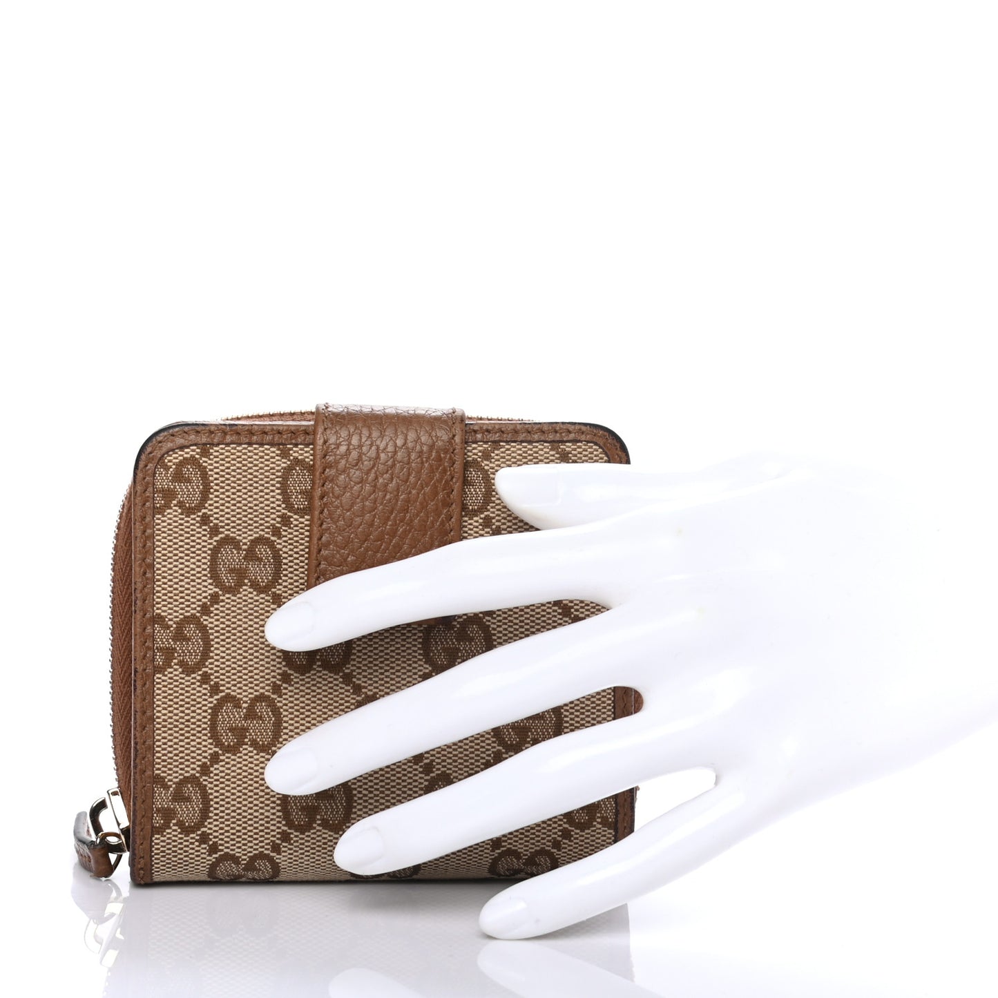 Monogram Dollar Calfskin Zip Around French Wallet Beige Ebony Tabacco
