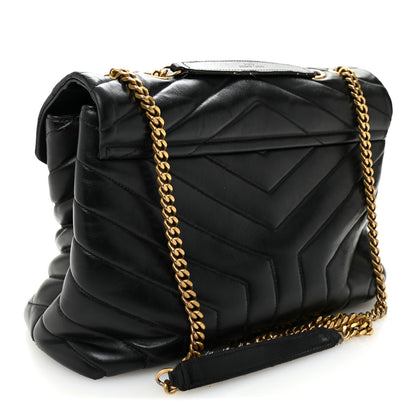 Saint Laurent Calfskin Y Quilted Monogram Medium Loulou Chain Satchel Black 3 of 11