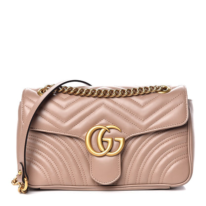 Gucci Calfskin Matelasse Small GG Marmont Shoulder Bag Porcelain Rose 1 of 7