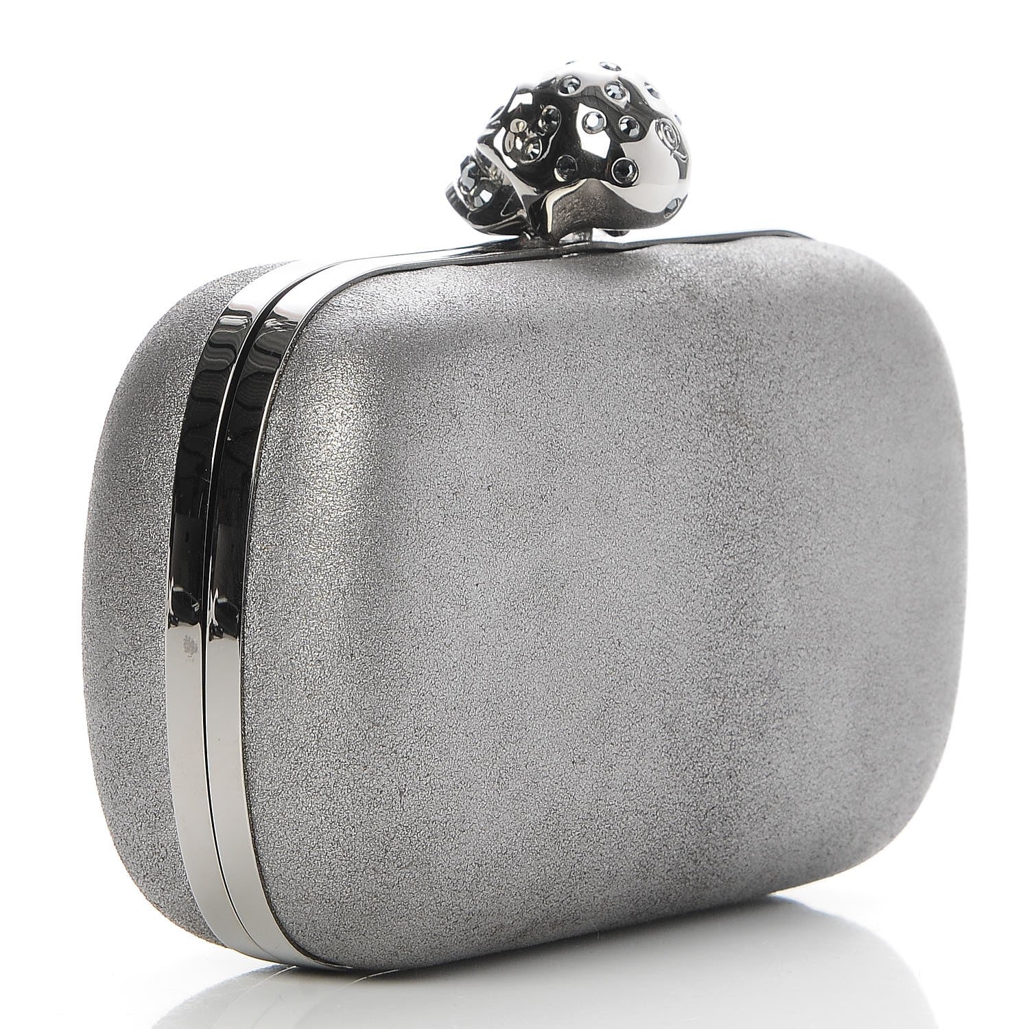 Alexander McQueen Metallic Suede Skull Box Clutch 3 of 6