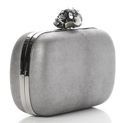 Alexander McQueen Metallic Suede Skull Box Clutch 3 of 6