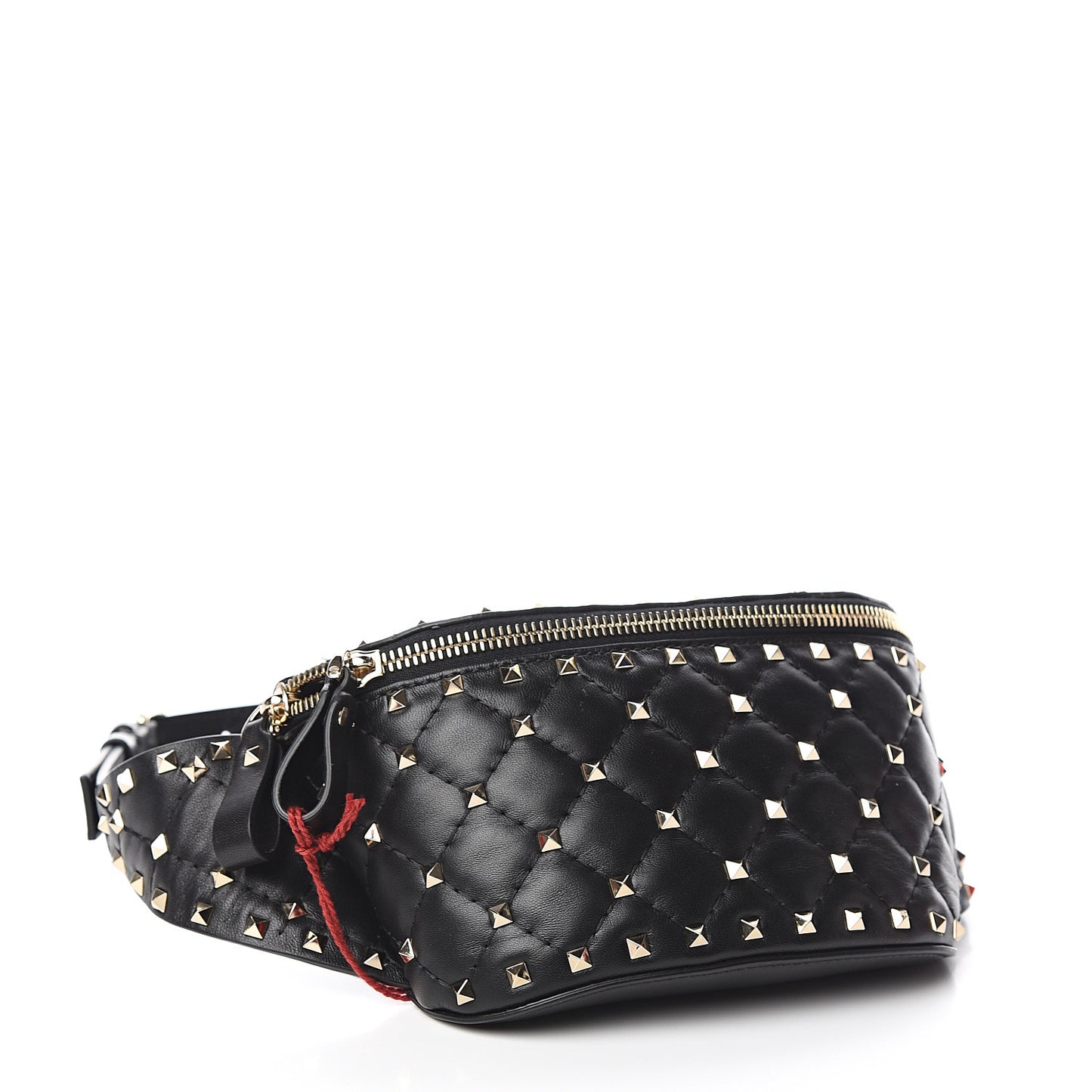 Lambskin Rockstud Spike Belt Bag 85 Black