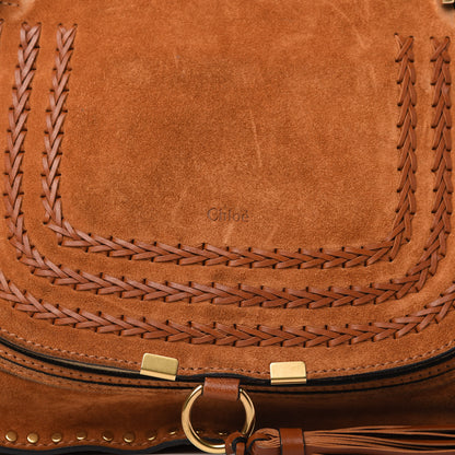 Chloe Suede Calfskin Braided Medium Marcie Satchel Caramel 10 of 13
