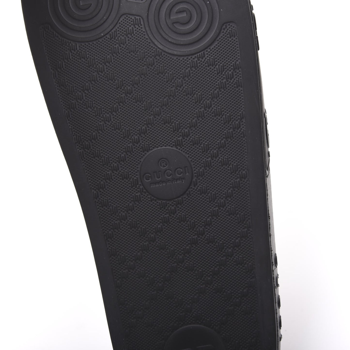 Rubber GG Monogram Perforated Womens Slide Sandals 38 Black