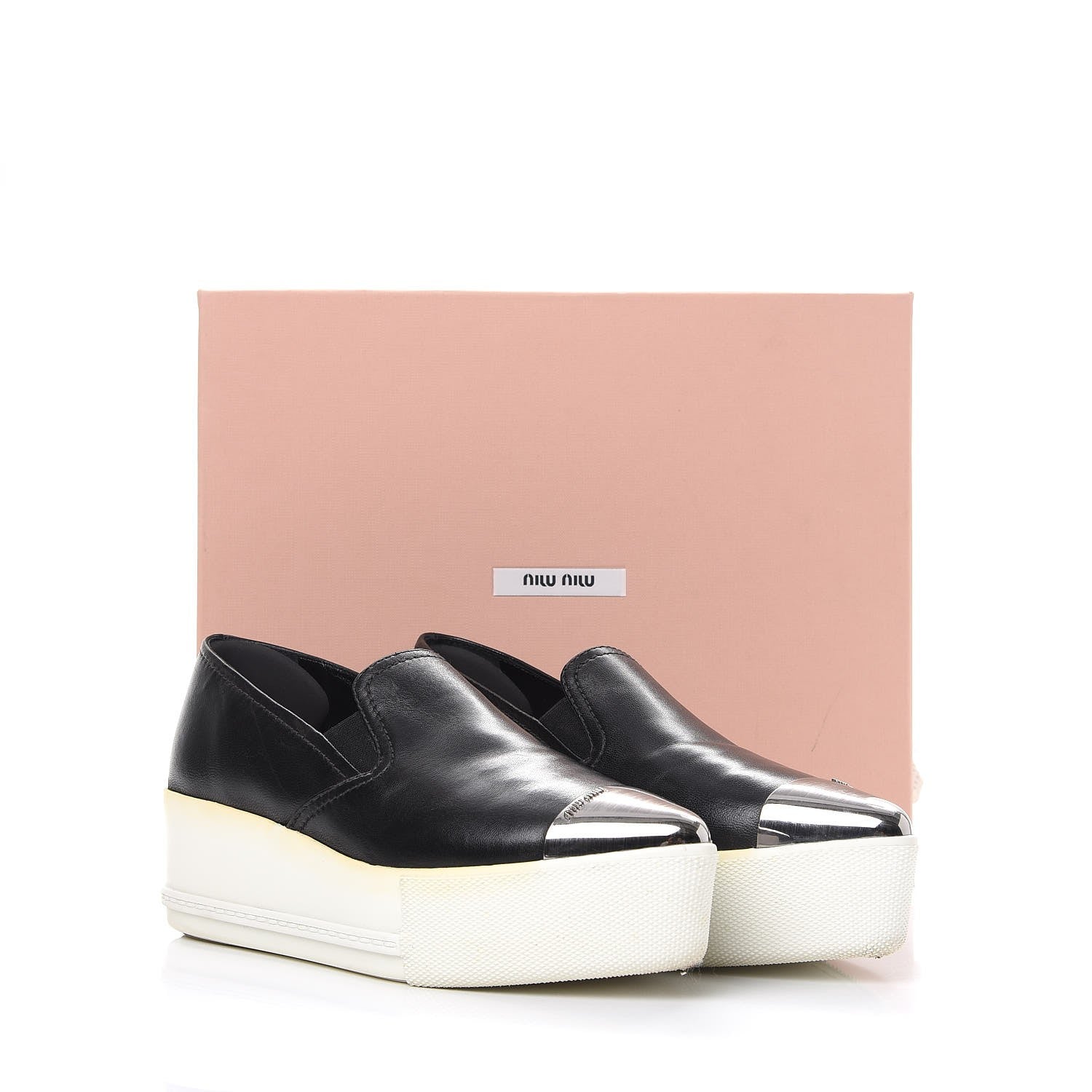 Miu Miu Nappa Metal Cap Toe Slip On Sneakers 36 Nero Black 15 of 15