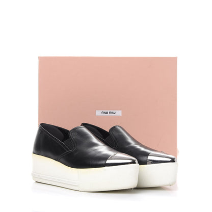 Miu Miu Nappa Metal Cap Toe Slip On Sneakers 36 Nero Black 15 of 15