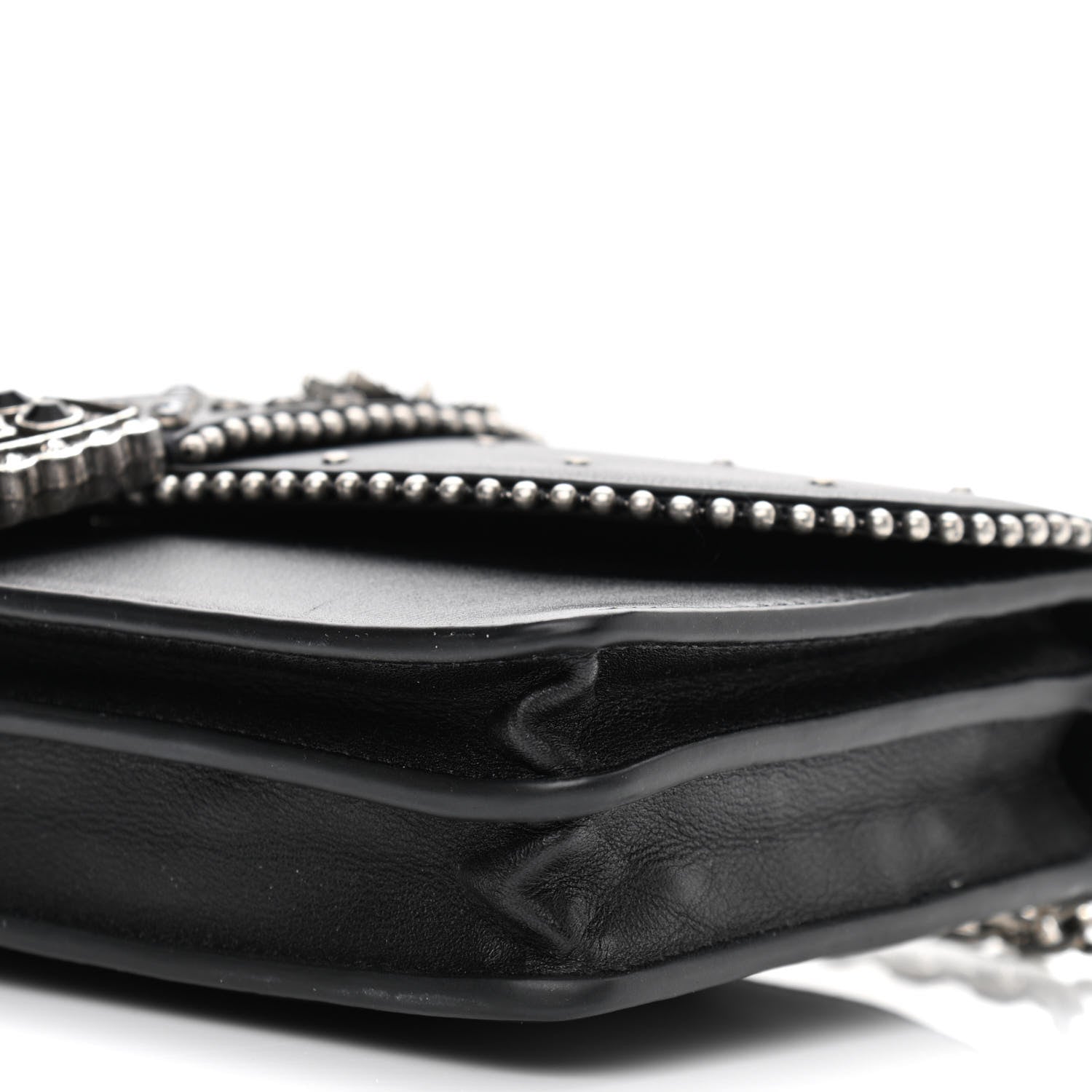 Marc Jacobs Smooth Calfskin Crystal Stud Embellished Clutch Chain Wallet Black 11 of 11