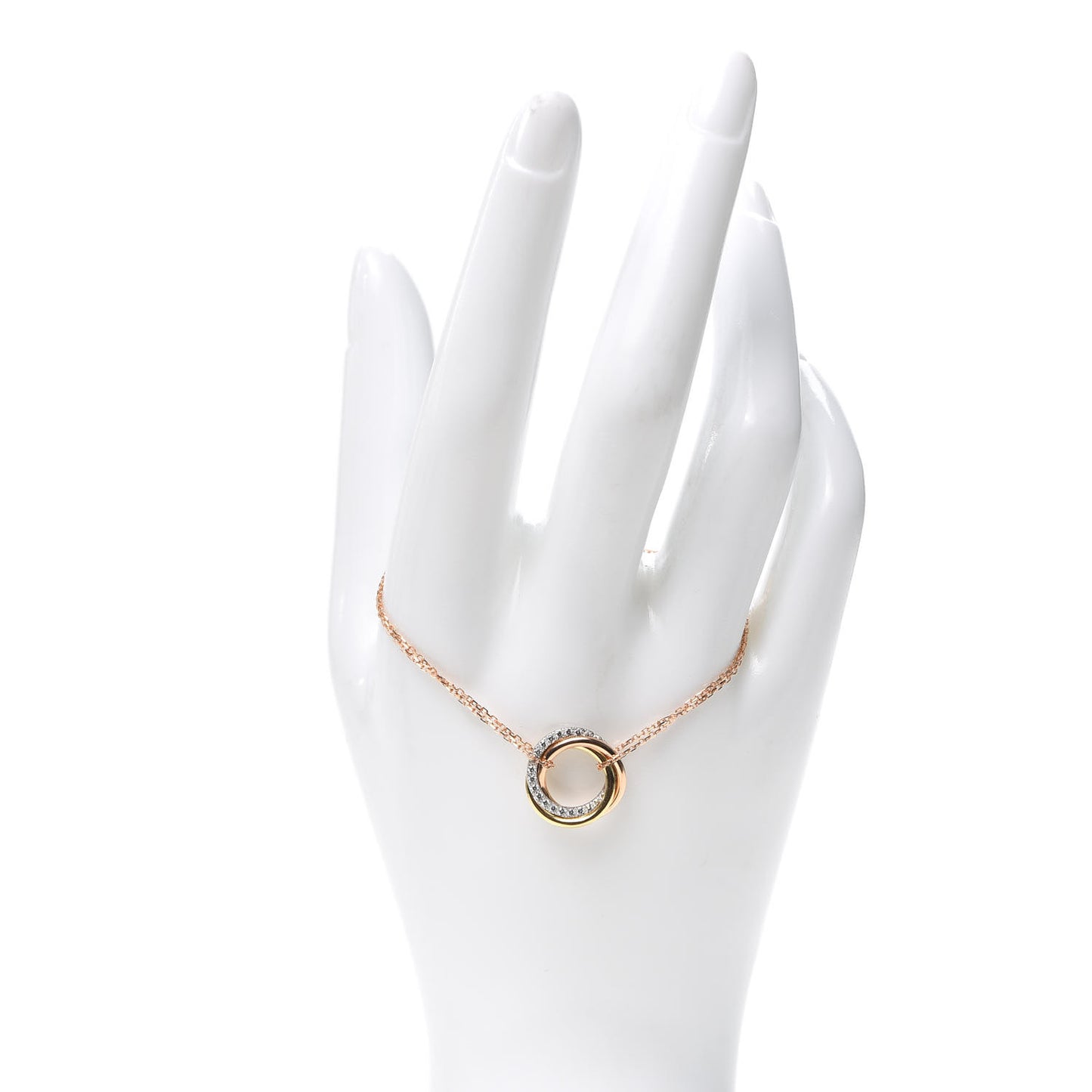 18K Pink Yellow White Gold Diamond Trinity Bracelet