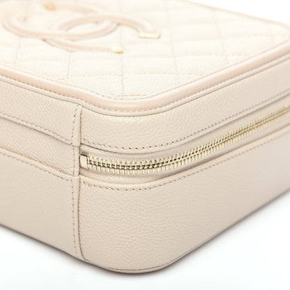 Chanel Caviar Quilted Medium CC Filigree Vanity Case Light Beige 8 of 9