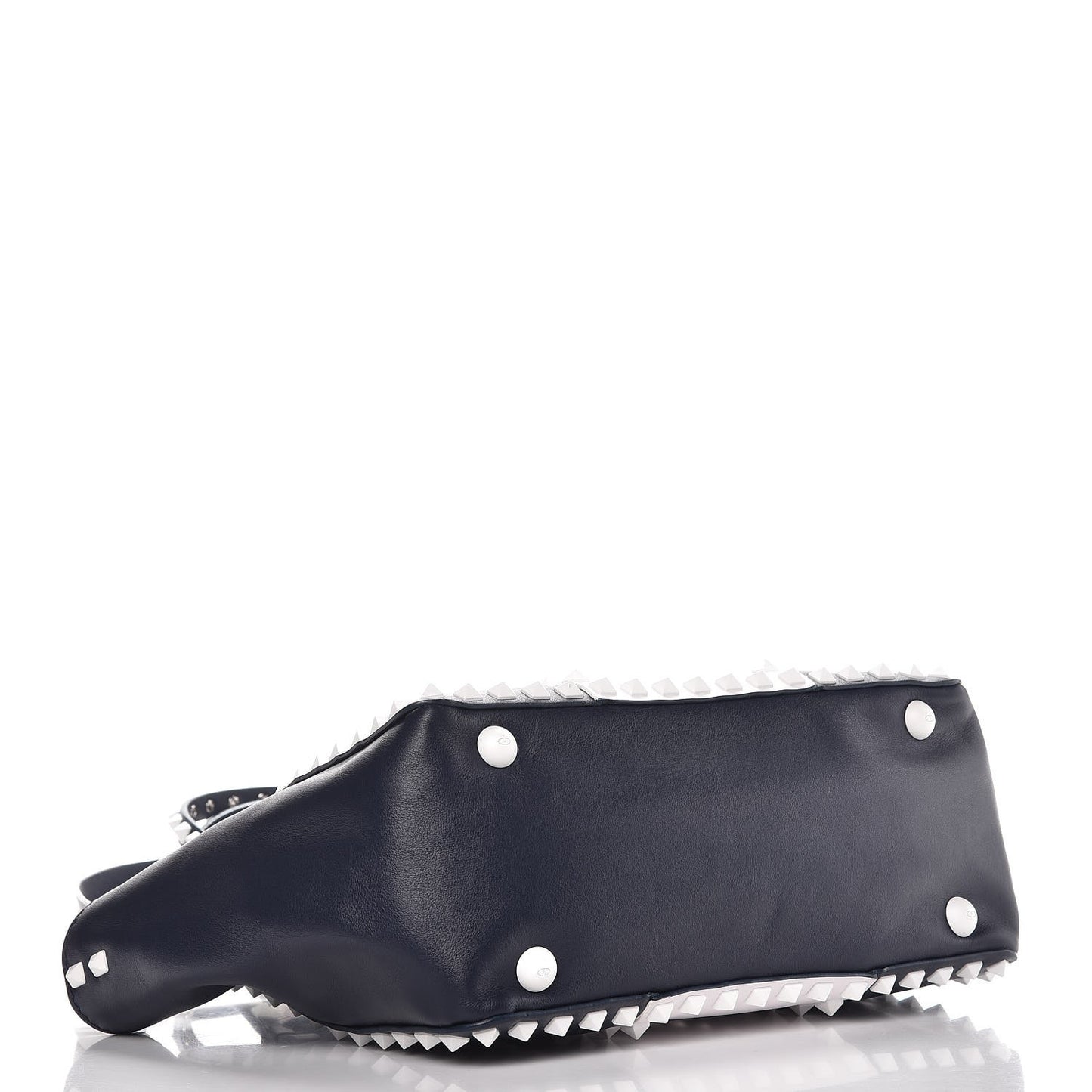 Vitello Colorblock Small Free Rockstud Tote Marine Optic White