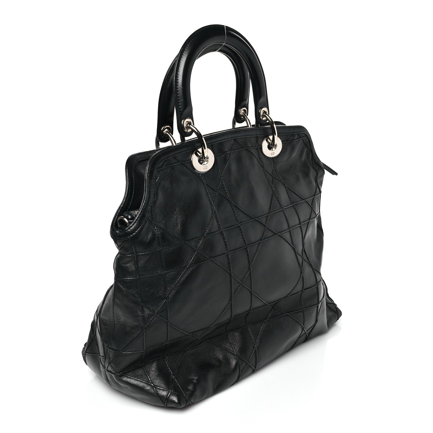 Christian Dior Lambskin Cannage Medium Granville Tote Black 3 of 9