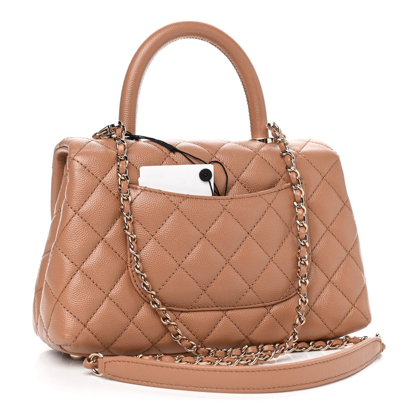 Caviar Quilted Mini Coco Handle Flap Brown