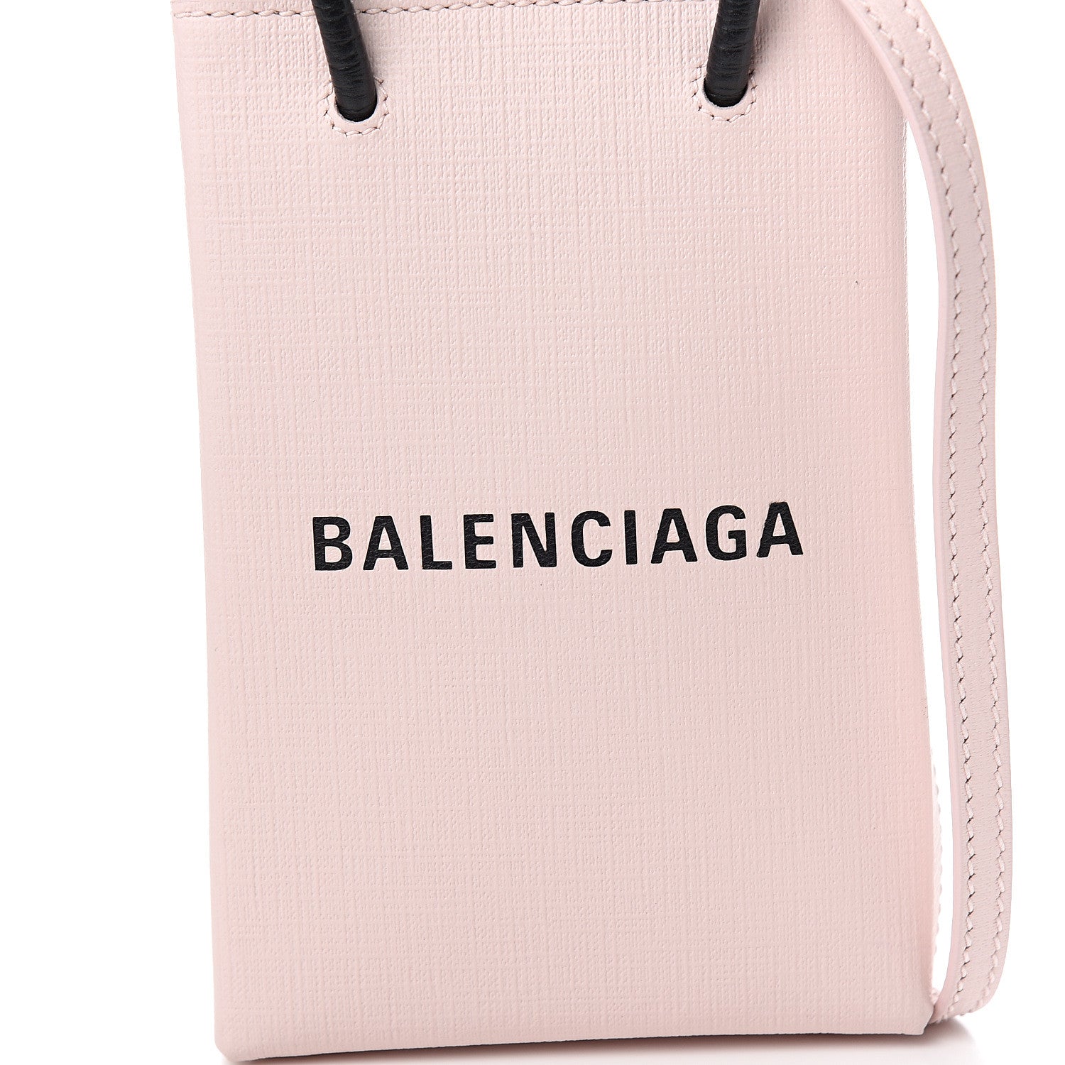 Balenciaga Squared Calfskin Logo Shopping Phone Holder Bag Light Rose 9 of 9