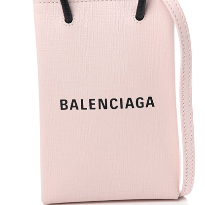 Balenciaga Squared Calfskin Logo Shopping Phone Holder Bag Light Rose 9 of 9