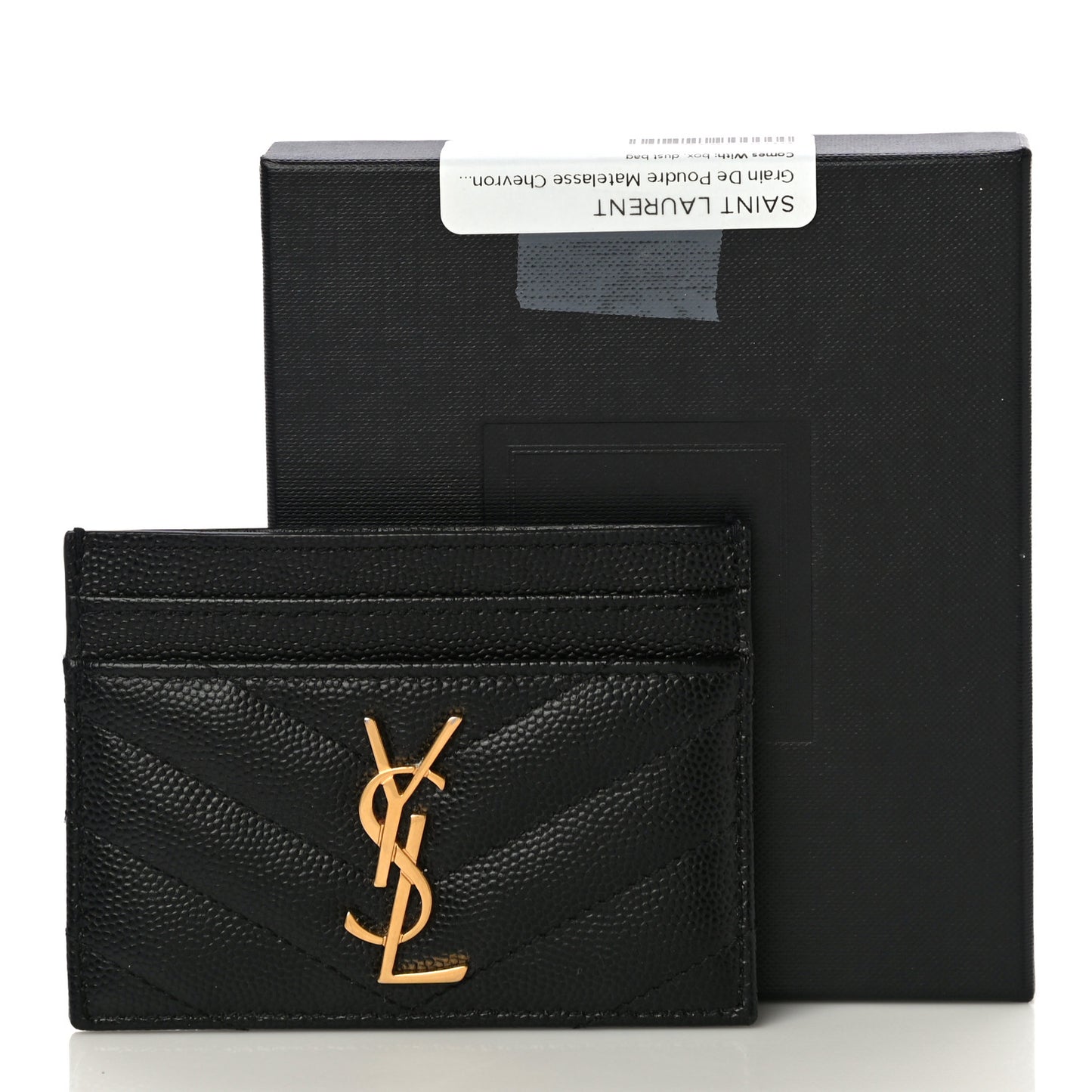 Grain De Poudre Matelasse Chevron Monogram Credit Card Case Black