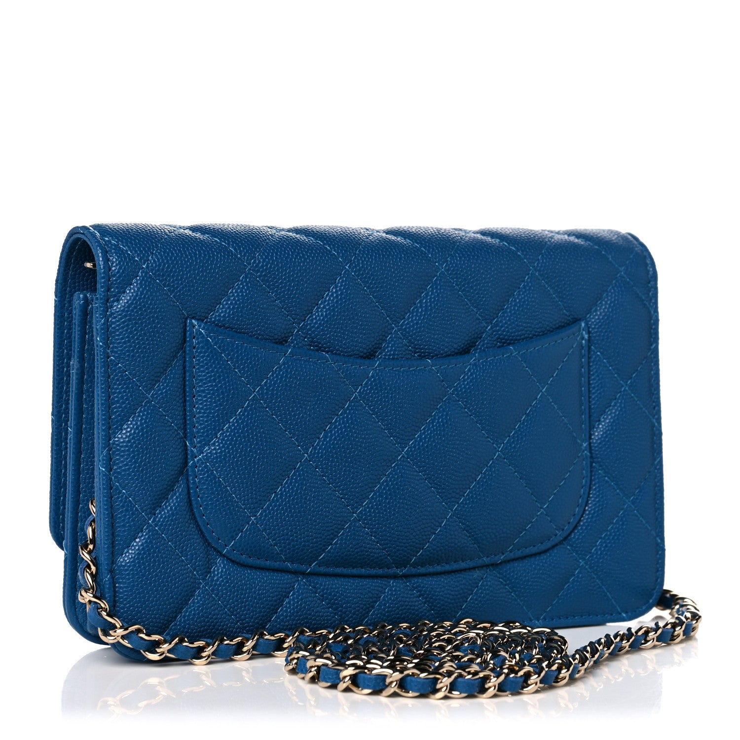 Chanel Caviar Quilted Wallet On Chain WOC Blue 3 of 12