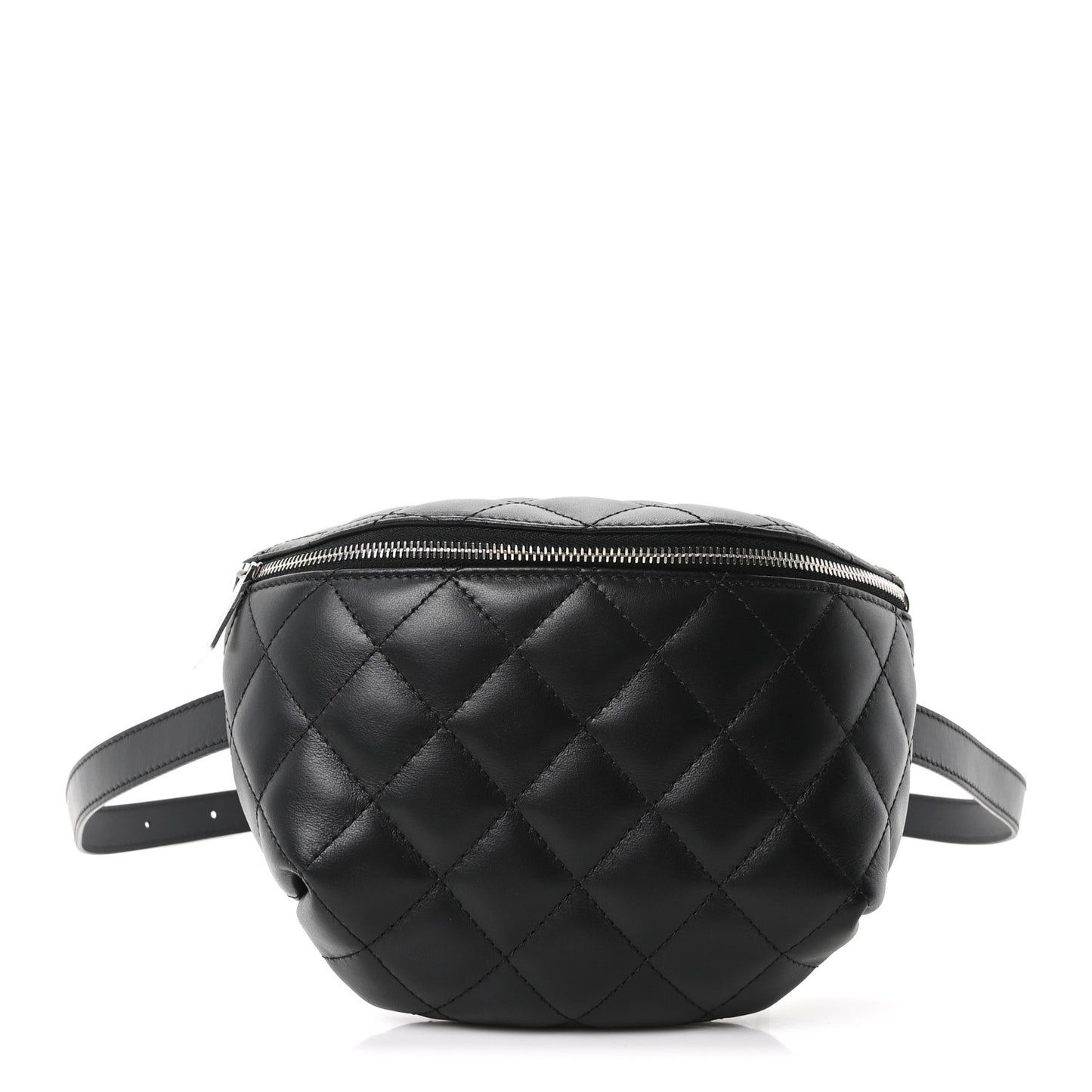 Lambskin Quilted Waist Belt Bag Black