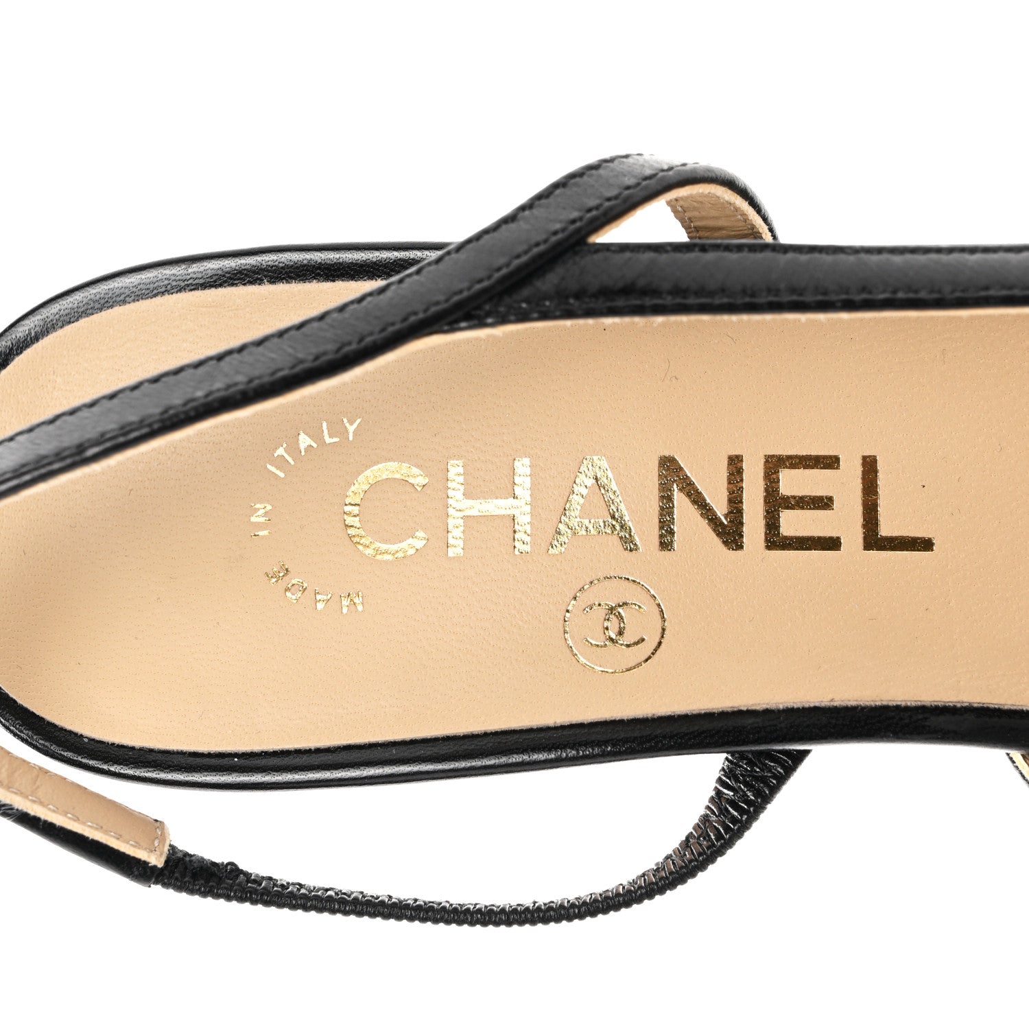 Chanel Goatskin Grosgrain Cap Toe CC Slingback Sandals 38 Black 6 of 7