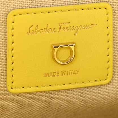 Salvatore Ferragamo Raffia The Studio Box Tote Yellow 7 of 11