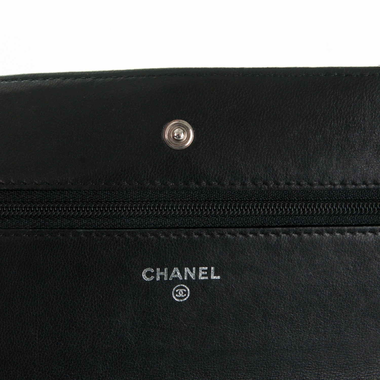 Chanel Lambskin Chevron Wallet On Chain WOC Black 6 of 9