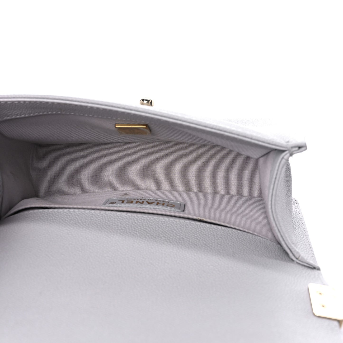 Caviar Quilted Small Boy Flap Light Grey