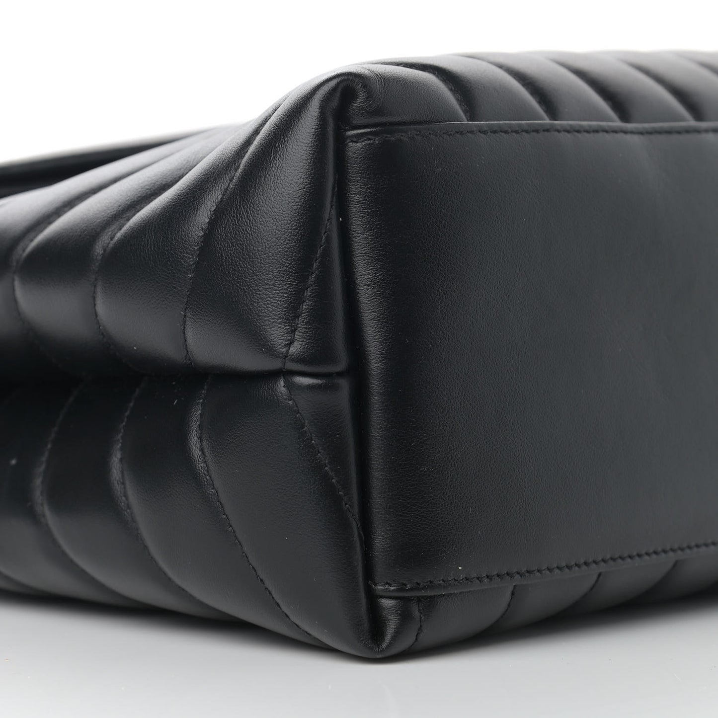 Calfskin Y Quilted Monogram Medium Loulou Chain Satchel Black