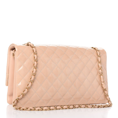 Chanel Patent Goatskin Quilted 3 Pocket Accordion Flap Beige 3 of 11